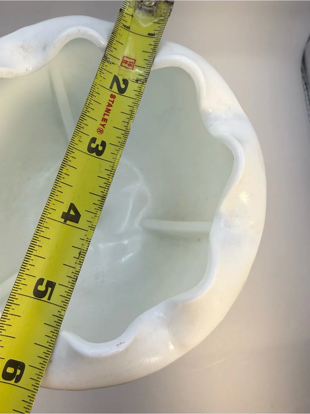 Vintage Milk Glass Compote Candy Pedestal Dish Quilted Duette Pattern 9” Cottage